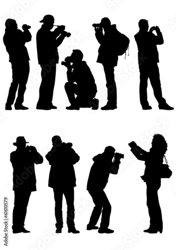 Men and girls with camera