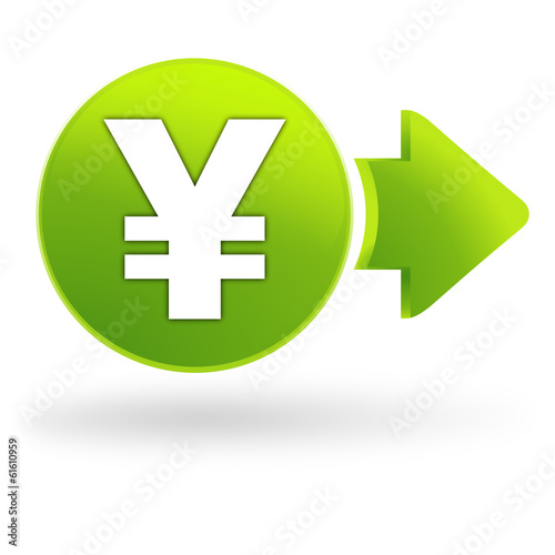 icône yen sur symbole web vert