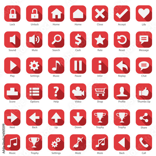 Web Internet Phone Rounded Corner Icon Collection set