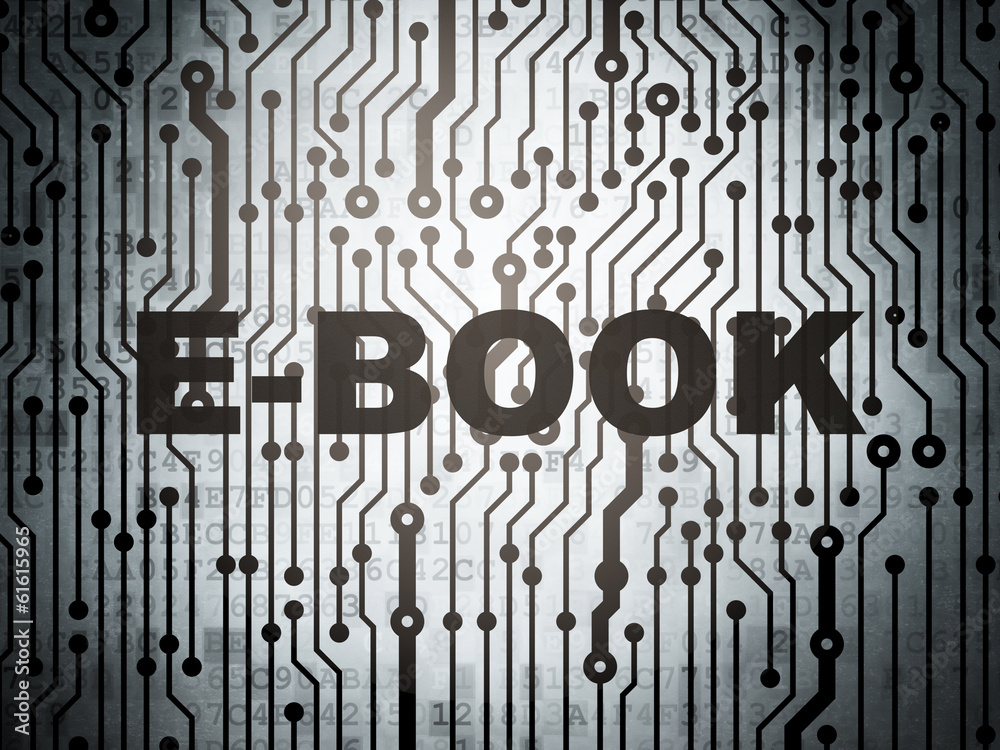 Education concept: circuit board with E-Book Education concept: circuit board with E-Book