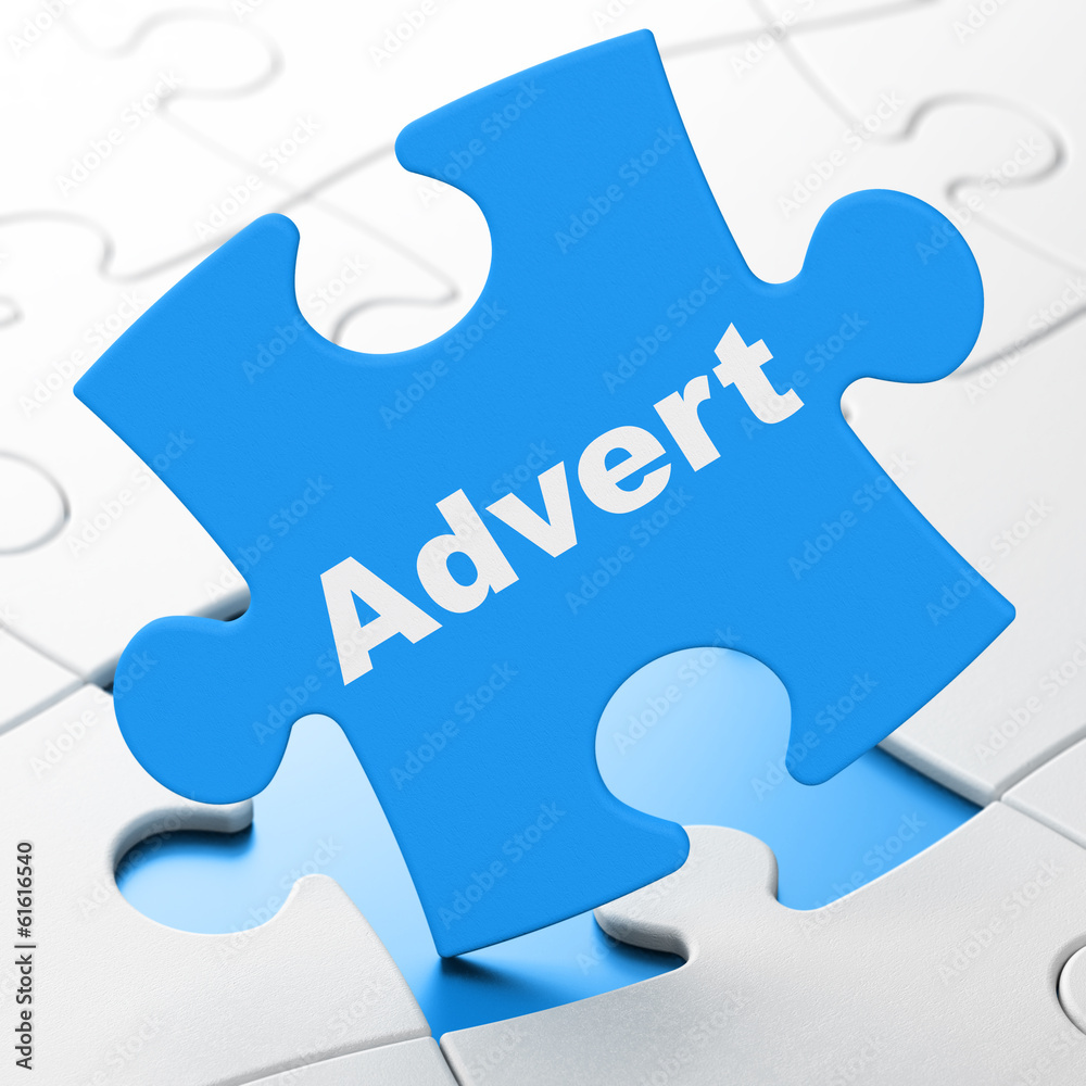 Marketing concept: Advert on puzzle background Marketing concept: Advert on puzzle background