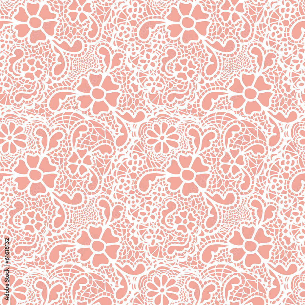 Lace seamless pattern with flowers. Vector illustration.