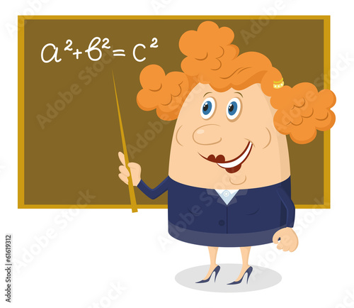 Teacher woman with blackboard