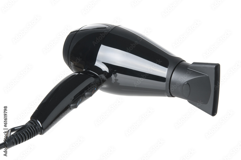 Black hairdryer closeup Black hairdryer closeup