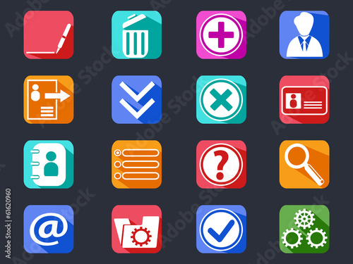 flat internet account setting long shadow icons
