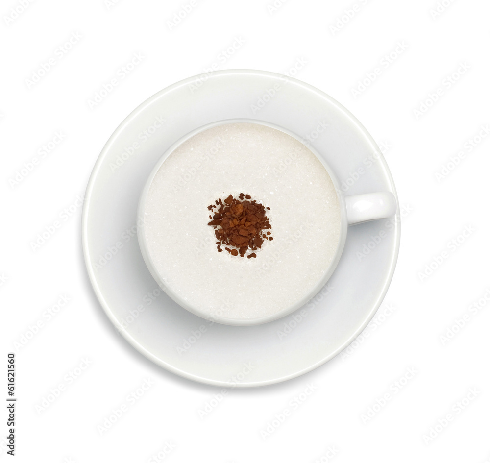 sugar and coffee in white coffee cup isolated on white sugar and coffee in white coffee cup isolated on white