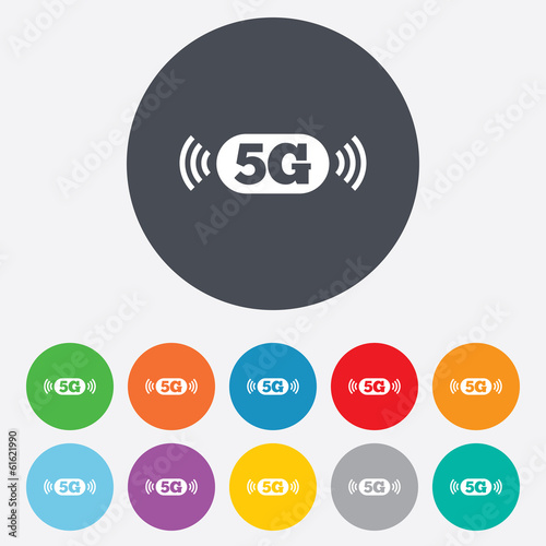 5G sign. Mobile telecommunications technology.