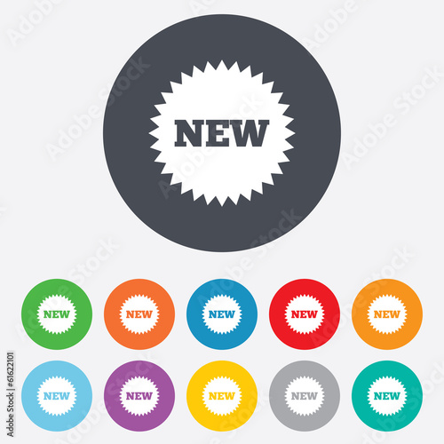 New sign icon. New arrival star symbol.