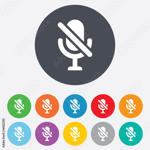 No Microphone sign icon. Speaker symbol.