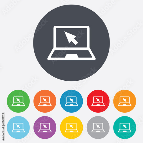 Laptop sign icon. Notebook pc with cursor symbol