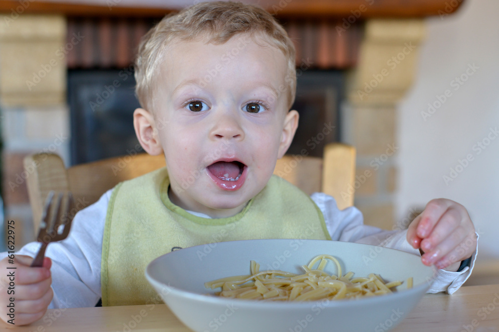 Baby eats pasta Baby eats pasta