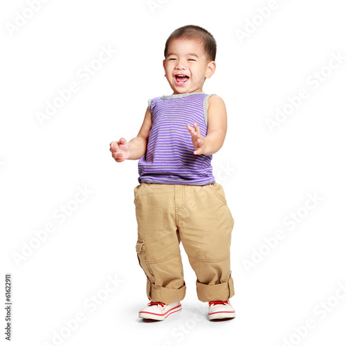 Obraz na płótnie Happy laughing baby boy w salonie