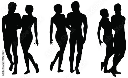 couple silhouettes on walking position