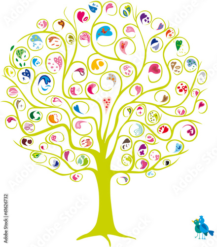 arbre d'amour encore plus de coeurs et oiseaux