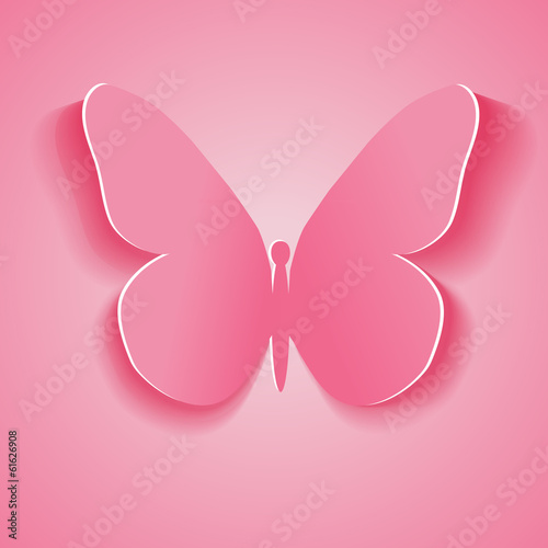 Symbol pink butterfly cut out of paper. Vector illustration © phoenix_olga