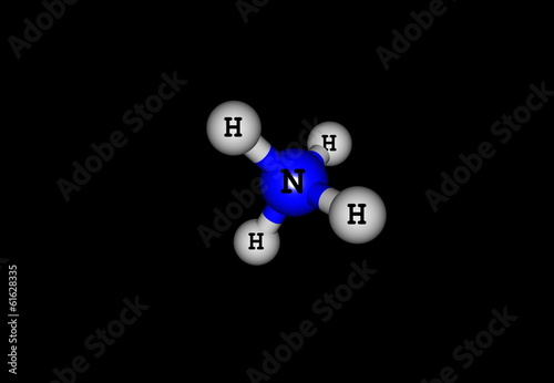 Ammonium molecular structure isolated on black