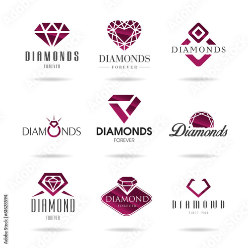 Diamond vector icons set