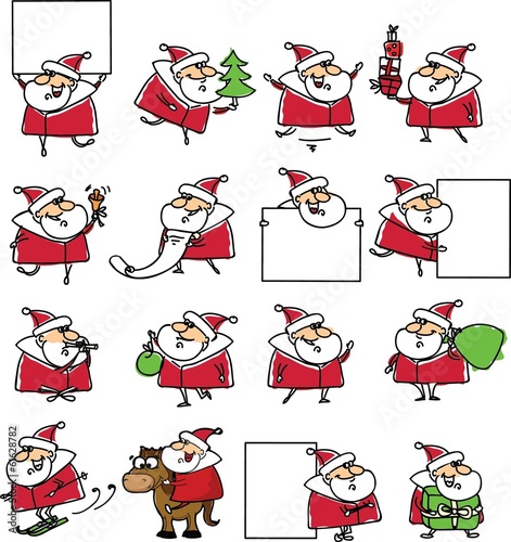 Набор смешных Санта-Клауса, рождественский фон