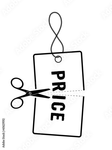 price tag in half on a white background