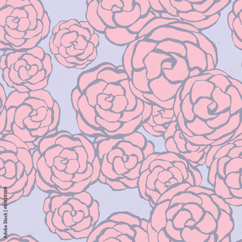 Seamless floral background with hand drawn gentle roses. Vector Seamless floral background with hand drawn gentle roses. Vector