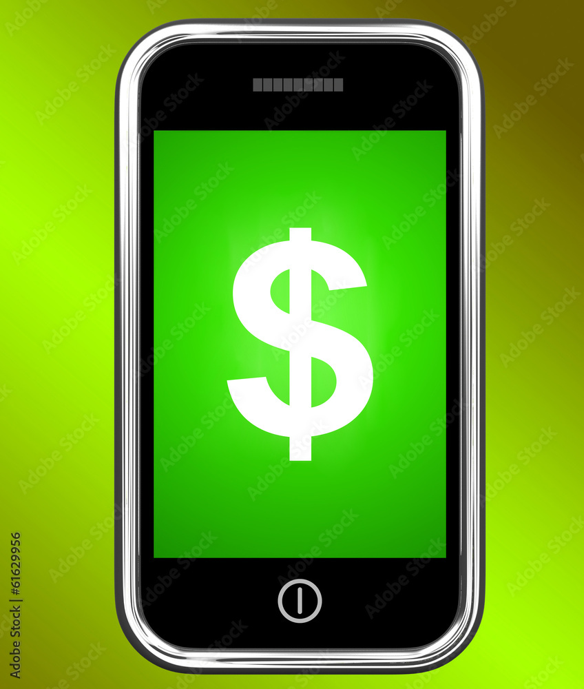 Dollar Sign On Phone Shows $ Currency Dollar Sign On Phone Shows $ Currency