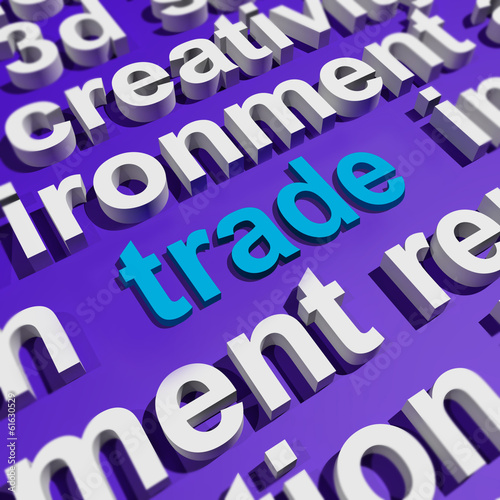 Trade In Word Cloud Shows Online Buying And Selling