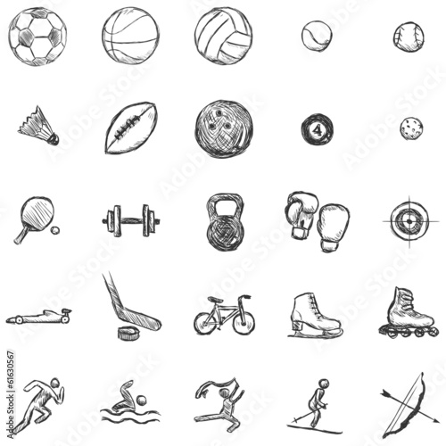 Vector Set of Sketch Sports Icons