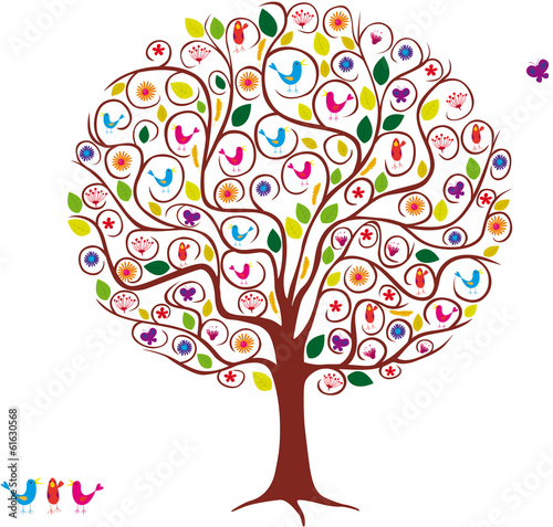 arbre d'été oiseaux