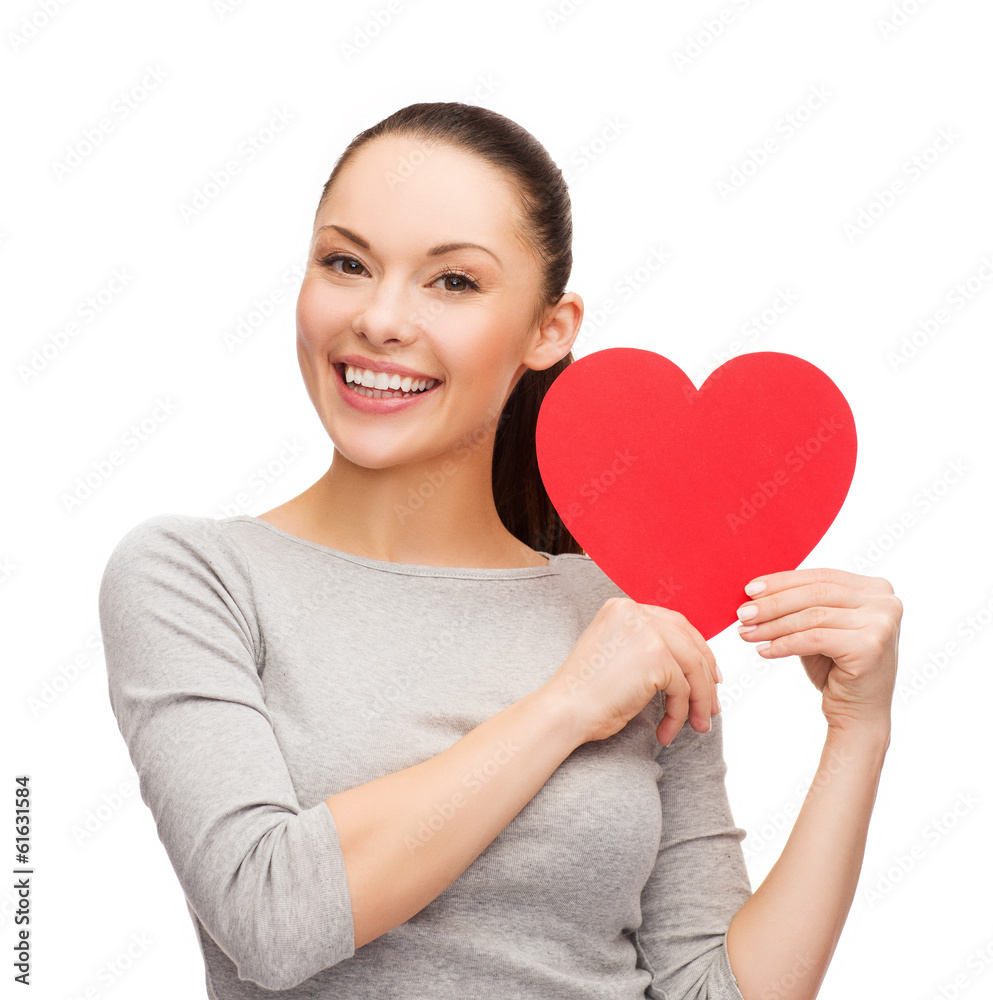 smiling asian woman with red heart smiling asian woman with red heart