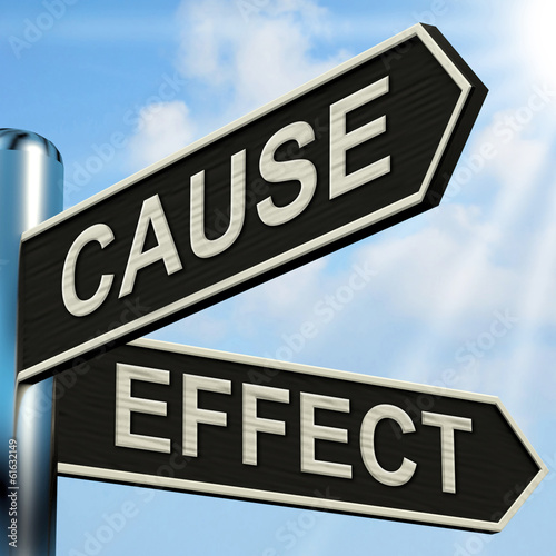 Cause And Effect Signpost Means Results Of Actions photo