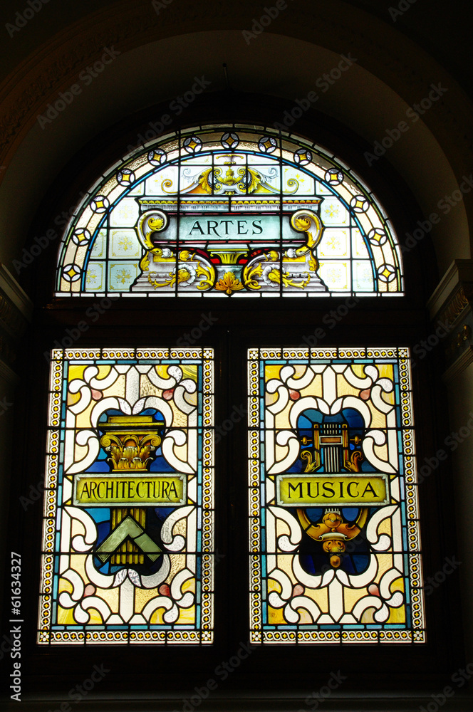 Stained glass on the parliament building, Victoria, British Colu