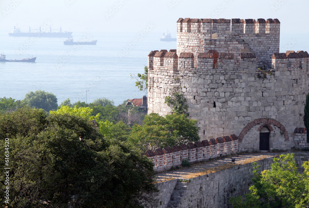 Yedikule Castle Byzantine walls in Istanbul, Turkey