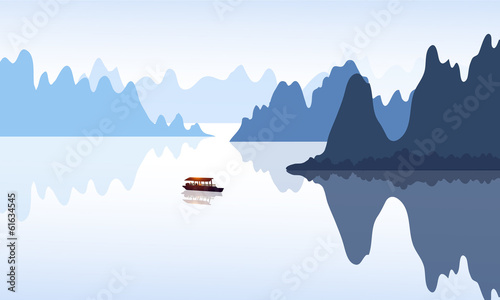 Fotografía Beauty of River Landscape in China-Vector