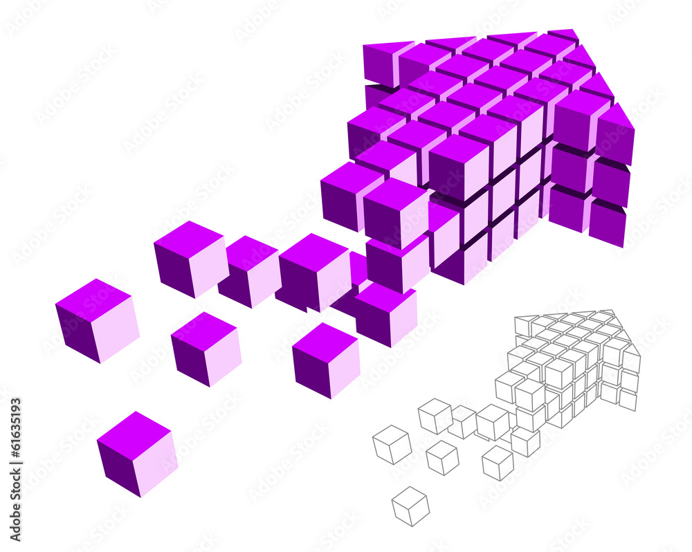 Arrow icon made of cubes