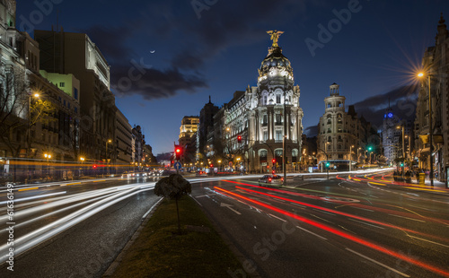 Fototapeta Naklejka Na Ścianę i Meble -  Night lights of Madrid in the 