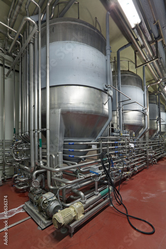 Fermentation department, interior of brewery, nobody