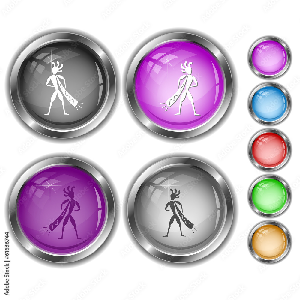 Ethnic little man with trumpet. Internet buttons. Ethnic little man with trumpet. Internet buttons.