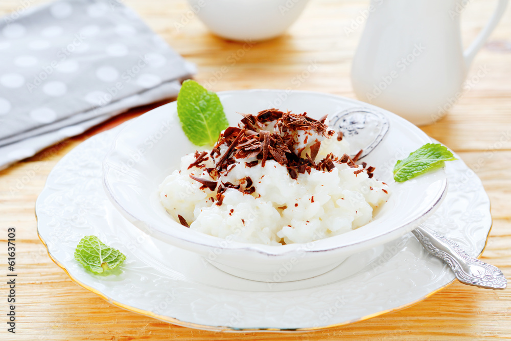 rice pudding with chocolate