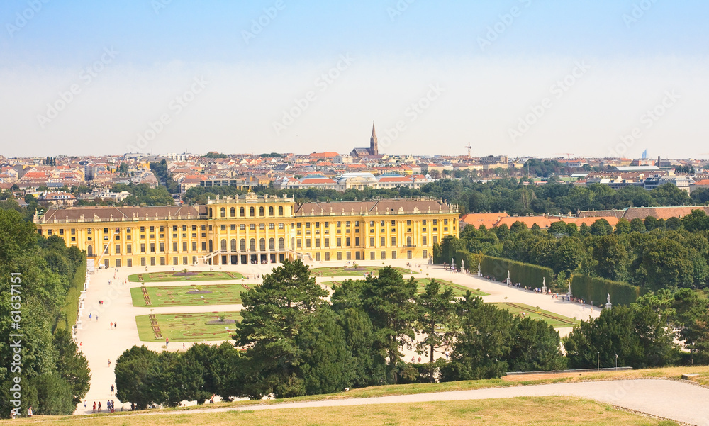 Panorama of Schonbrunn Palace in Vienna, Austria