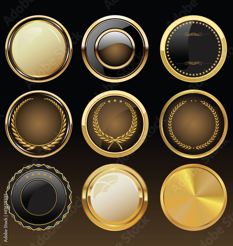 Vector Badges of Gold and black Seal Set