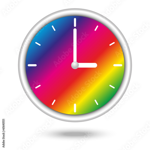 nice clock icon with beautiful rainbow pattern
