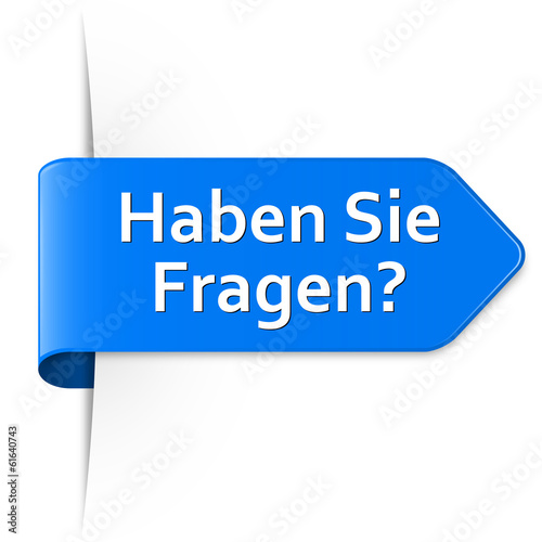 Langer blauer Sticker Pfeil – Haben Sie Fragen?