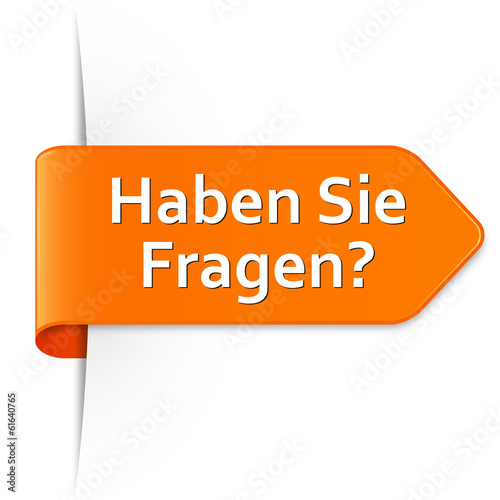 Langer orangener Sticker Pfeil – Haben Sie Fragen?