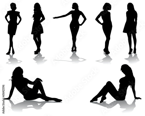 Silhouettes of beautiful girls, vector illustration