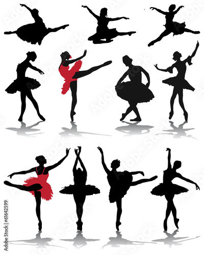 Silhouettes of ballerinas, vector illustration