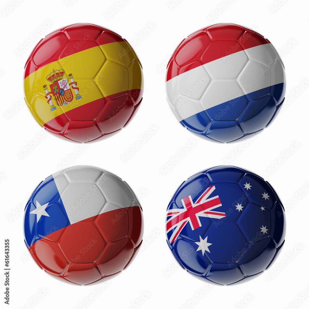 Obraz premium Football WorldCup 2014. Group B. Football/soccer balls.