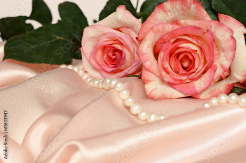 Pink satin and roses