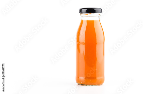 Orange juice bottle isolated white background
