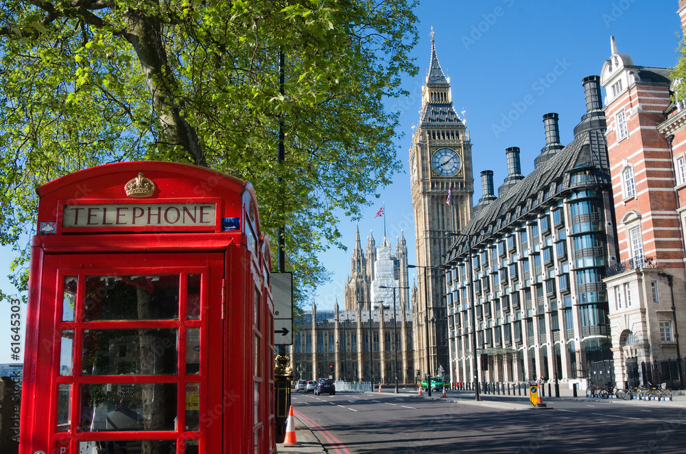 Fototapeta premium Londyński Czerwony Telefoniczny pudełko I Big Ben