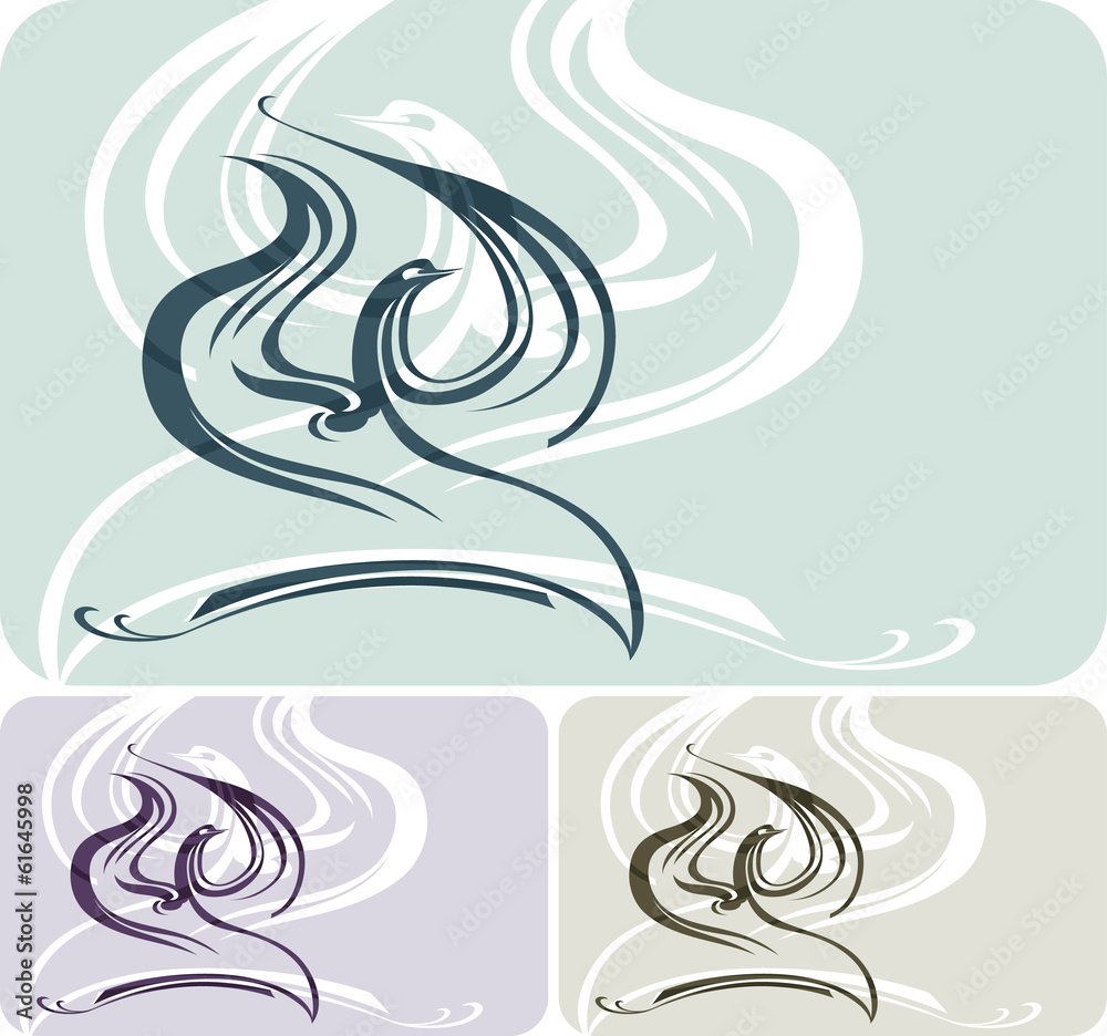 Swan. Symbolic image of a bird. Swan. Symbolic image of a bird.